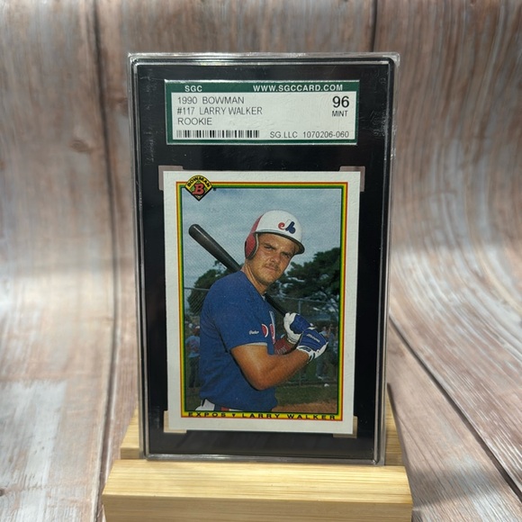1990 Bowman #117 Larry Walker Rookie SGC Card 96 Mint Baseball Card Item #ME543 - Picture 1 of 3